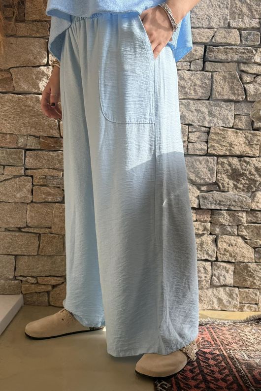 Basso Shirring Wide Leg Pant Light Denim